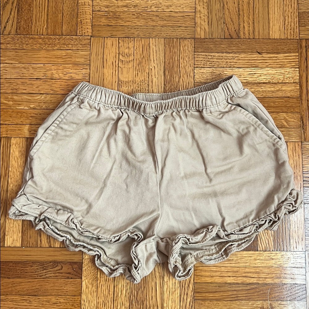 Crewcuts Girls Khaki Ruffle Hem Shorts